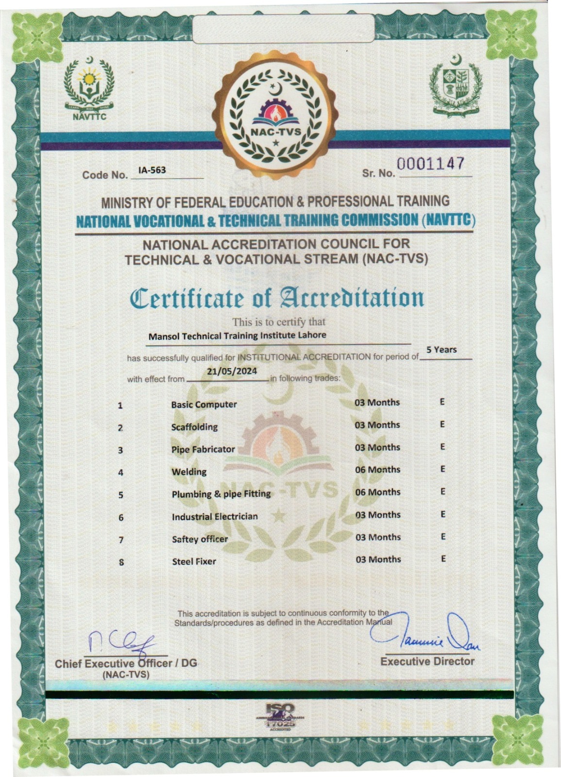 NAVTTC - Accreditation